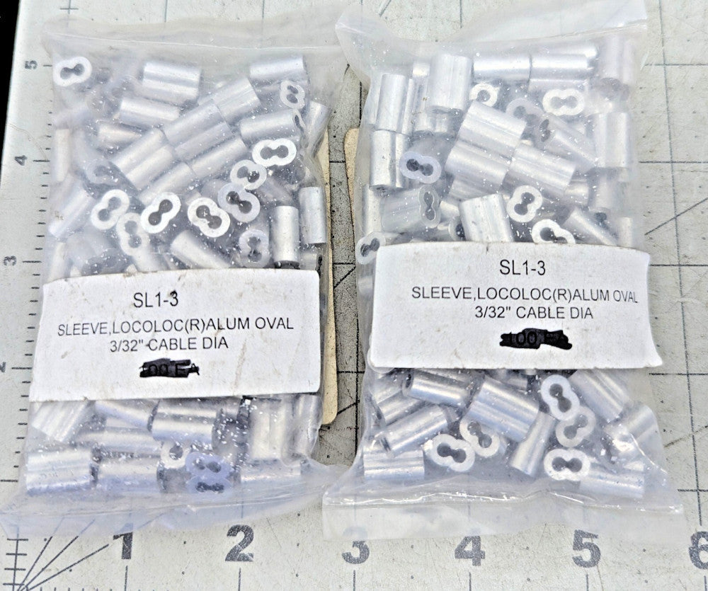 (200) 3/32" Wire Rope Aluminum Crimping Loop Swage Sleeve MILITARY ISSUE [C3S4]