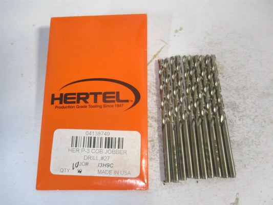 (04138749) #27 135° 1-7/8" x 3" OAL Cobalt Tapered Jobber Drill - Pack of 10
