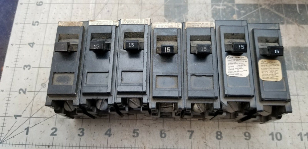 7 MURRAY MP115 15A 1 Pole Circuit Breaker Type MP HACR Tested Working Pull [A4BB