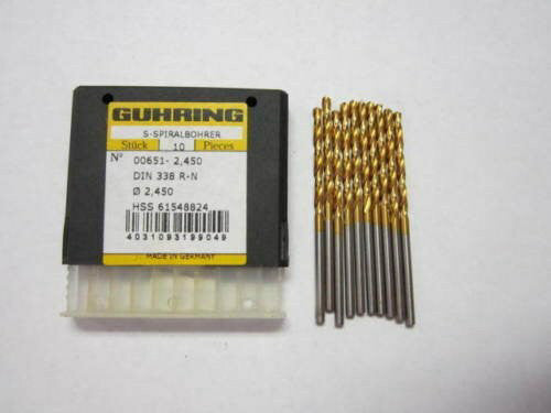 Guhring 2.45mm x 29mm x 58mm HSS Right Hand Jobber Length Drill - Lot of 10 