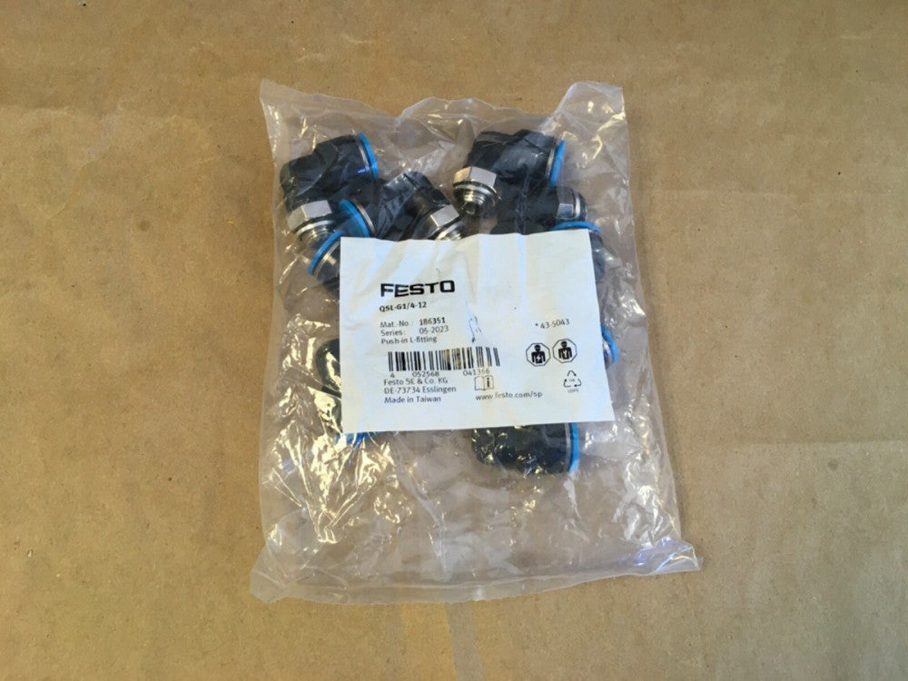 Lot of 10 New Festo QSL-G1/4-12 Push-in L-fittings 186351   (KB)