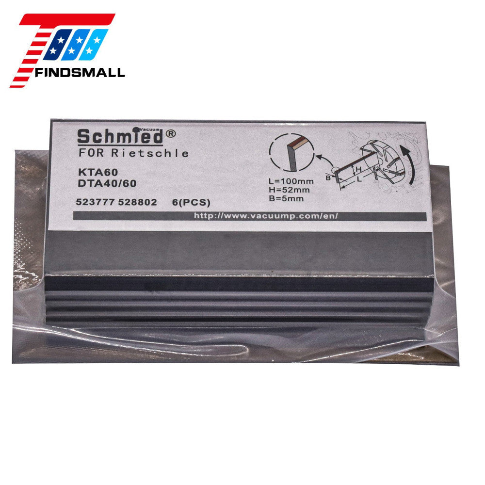 6Pcs 100*52*5mm Carbon Vanes 523777 528802 for Rietschle Pump DTA40 DTA60 KTA60