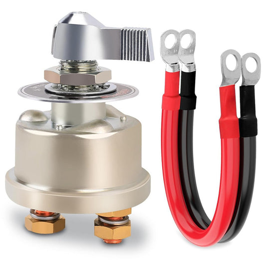 12-48V 200A Master Battery Disconnect Switch & 4 AWG 1FT & Cables 
