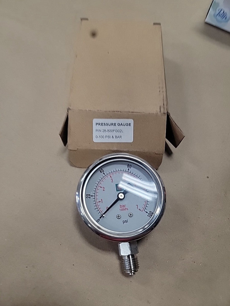 United Instruments 25-500FG02L Pressure Gauge, 0-100 PSI/BAR E30