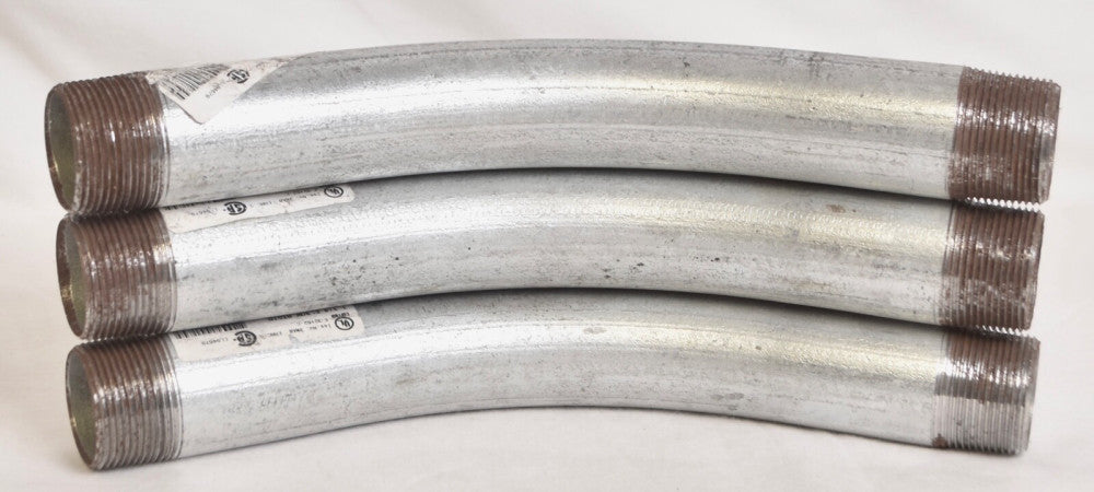 3 Count 1-1/4" Rigid Conduit 45 Degree Elbow Galvanized Steel
