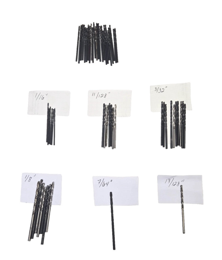 HSS DRILL BITS (LOT OF 56) 5/64" 1/16" 11/128" 3/32" 13/128" 1/8" 7/64"