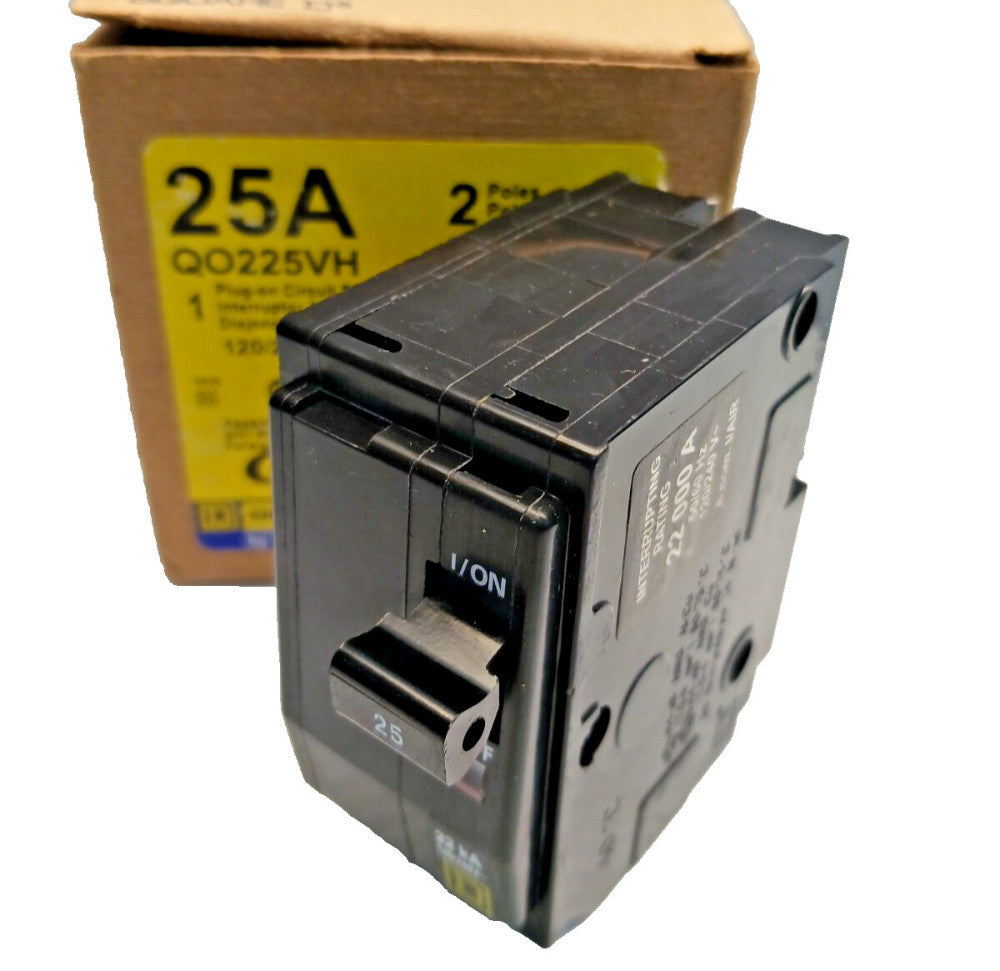 NEW SQUARE D QO225VH 25A CIRCUIT BREAKER 2P 120/240V 22kA