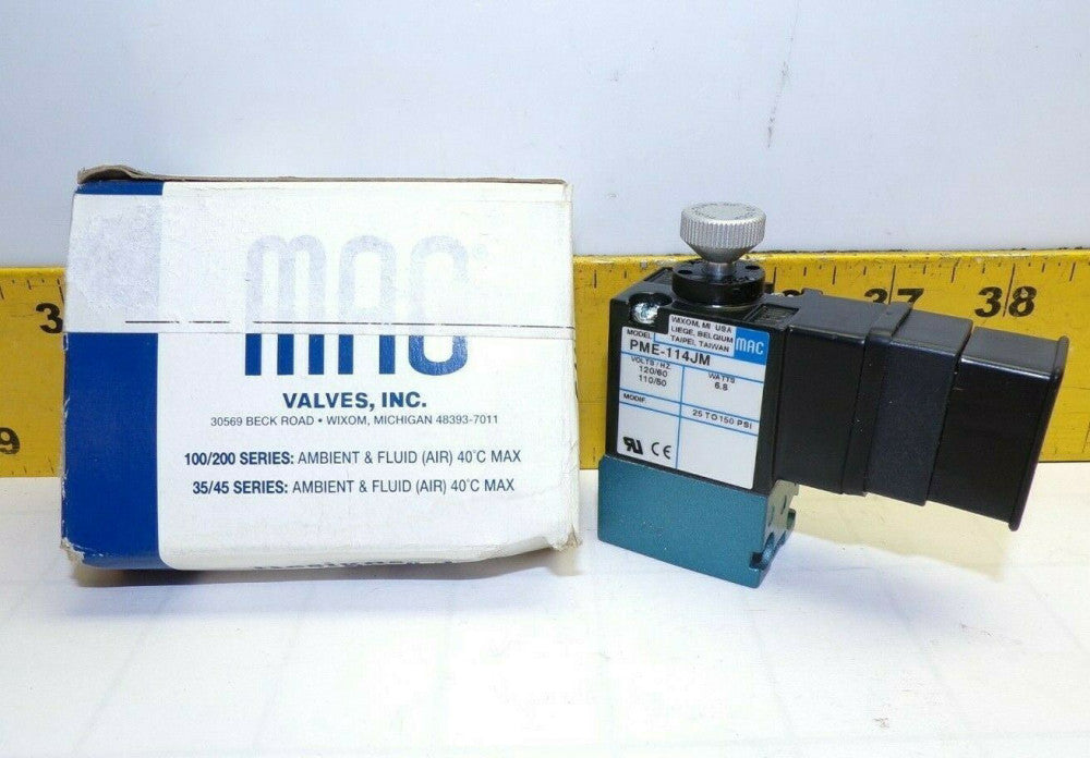 NEW MAC VALVES 120 VAC SOLENOID VALVE 6.8 WATT 25 - 150 PSI  PME-114JM