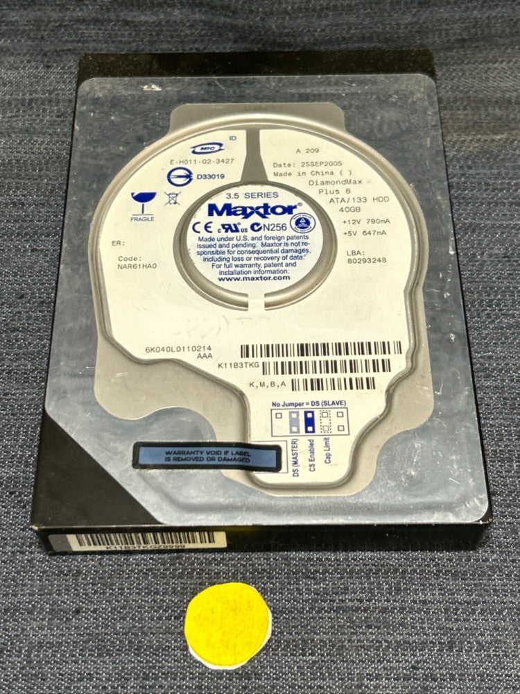 MAXTOR HARD DRIVE  MODEL: E-H011-02-3427 40GB 3.5 SERIES
