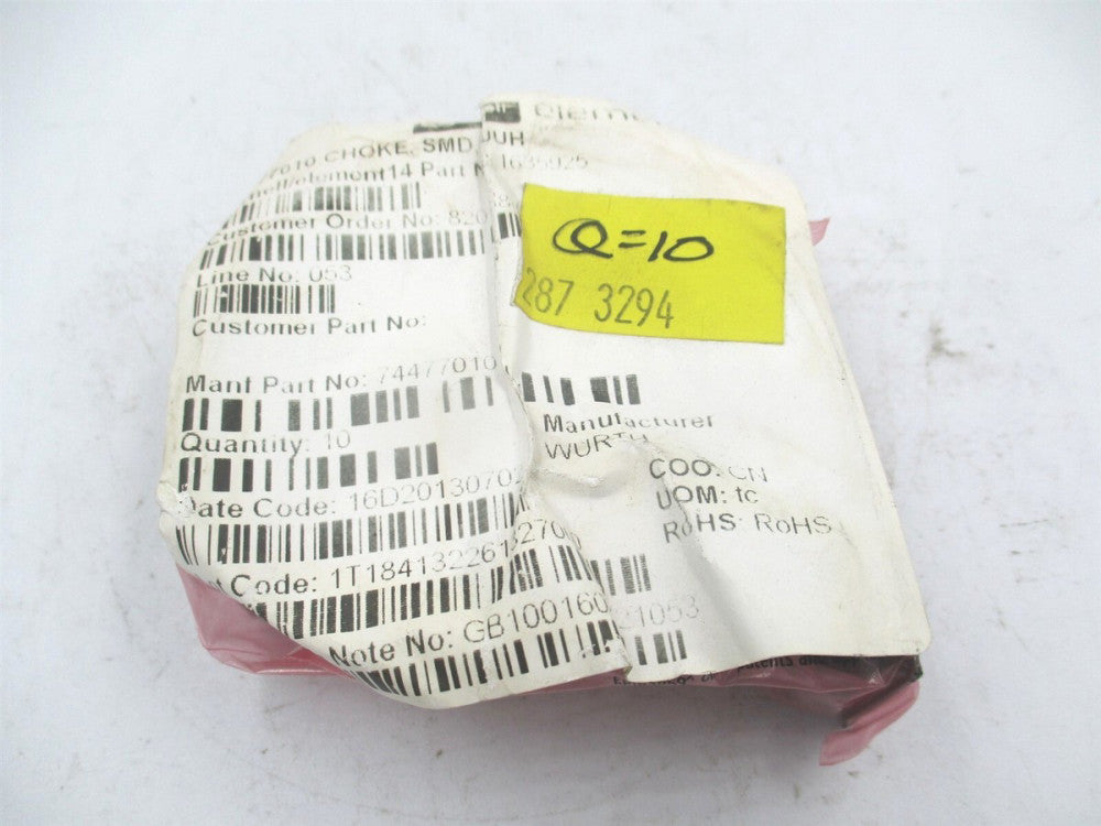 Wurth (74477010) 10 µH 6.2 A 22mOhm Shielded Wirewound Inductor - Pack of 10 