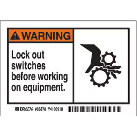 Brady 86878 Machine/Equipment Label,Instruction,Pk5, 86878