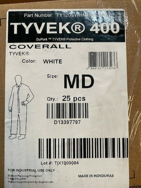 (Case of 24) TYVEK COVERALL ZIP FT MEDIUM TY120SWHMD002500 
