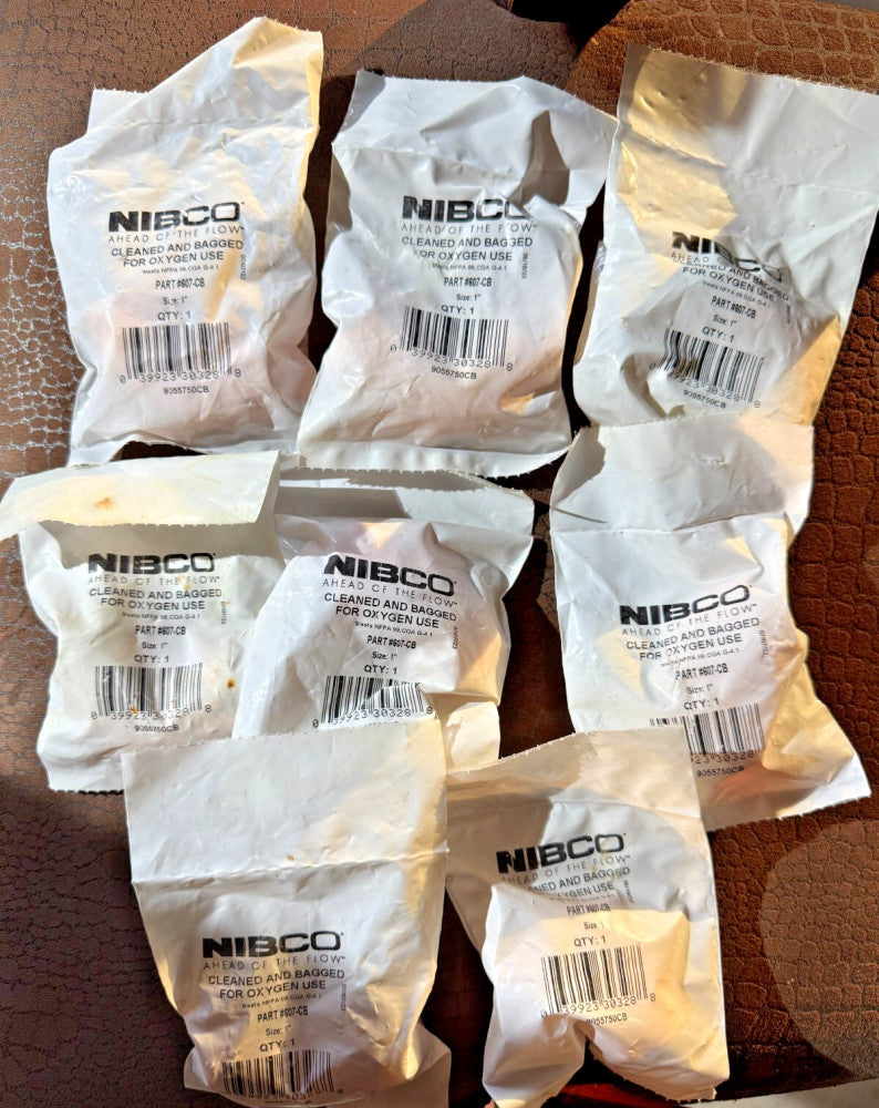 (Lot of 8) 1-Pack NIBCO 607-CB 1" Copper 90º Elbow Cleaned & Bagged Oxygen Use