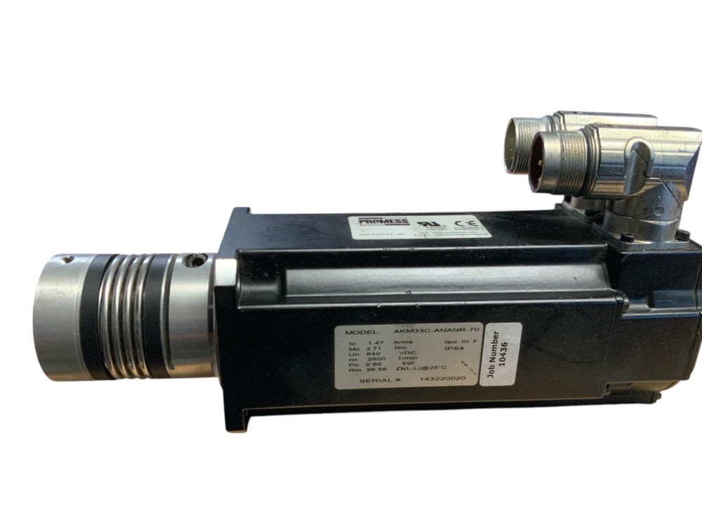 Promess AKM33C-ANANR-70 Servo Motor 0.65kW 2500RPM 640VDC w/ Coupling – Tested –