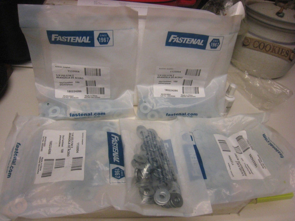 5 Fastenal 1133004 1/4" x 0.734" OD Zinc Finish Steel USS Flat Washer QTY 500 tl