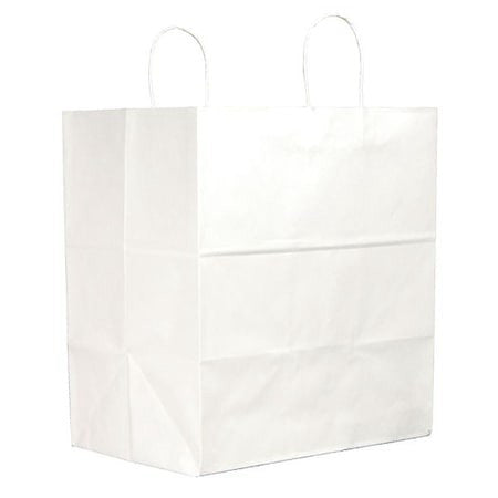 Zoro Select 87281 Shopping Bag Flat Bottom, Jr. Mart White, Paper Twist