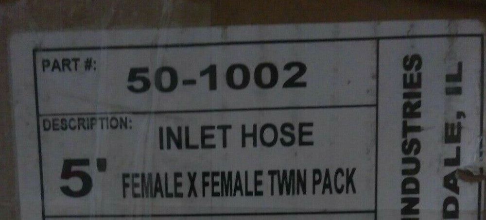 NEW  Dupage 50-1002 - Twin Pack - 5' - FemalexFemale - Inlet Hose