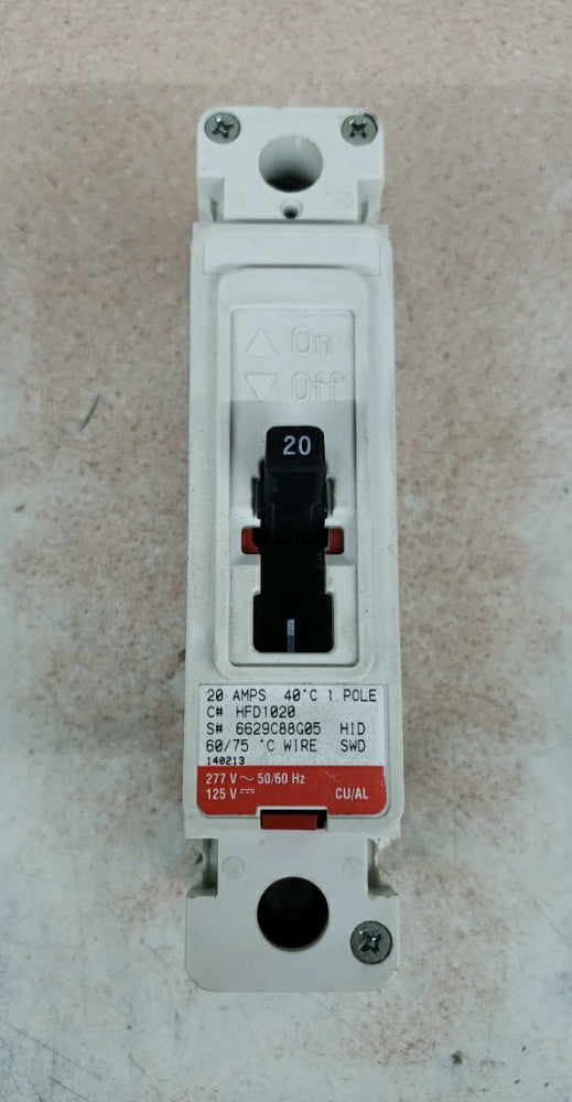 New Take Out! Eaton / Cutler Hammer HFD1020 1 pole 20 amp 277V Circuit Breaker