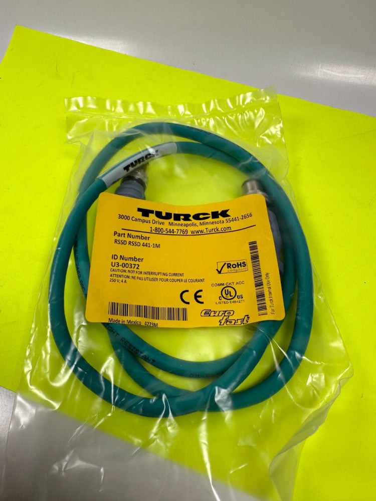 Turck U3-00372 (203712) Extension Cable 1m Long M12 Male to Male - NEW Fast Ship