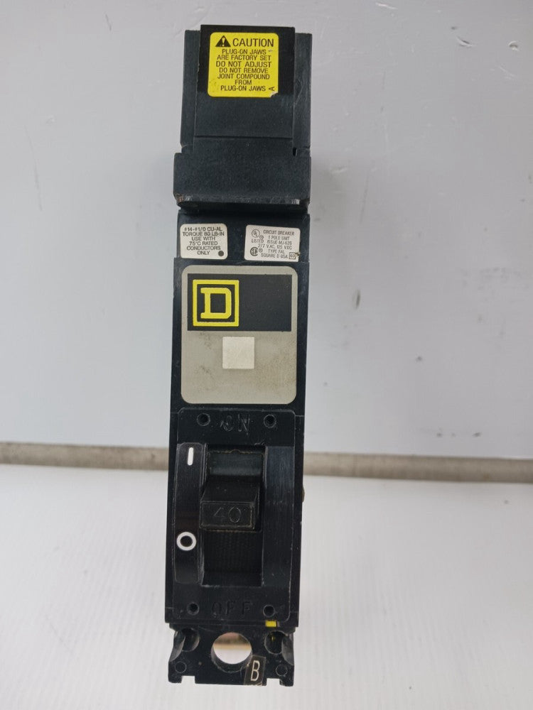SQUARE D 40 AMP I-LINE CIRCUIT BREAKER 277 VAC 1 POLE FA14040B