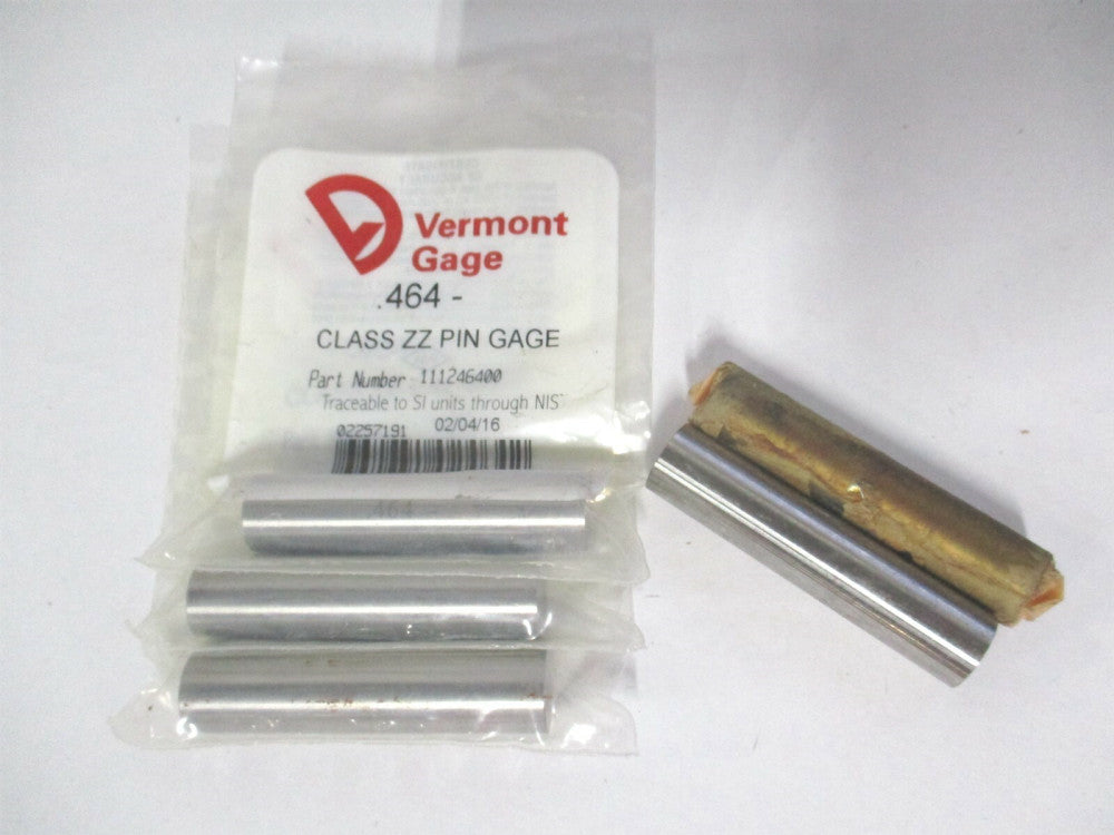 Vermont Gage (111246400) 0.464" Diam Class ZZ Minus Plug & Pin Gage - Lot of 5