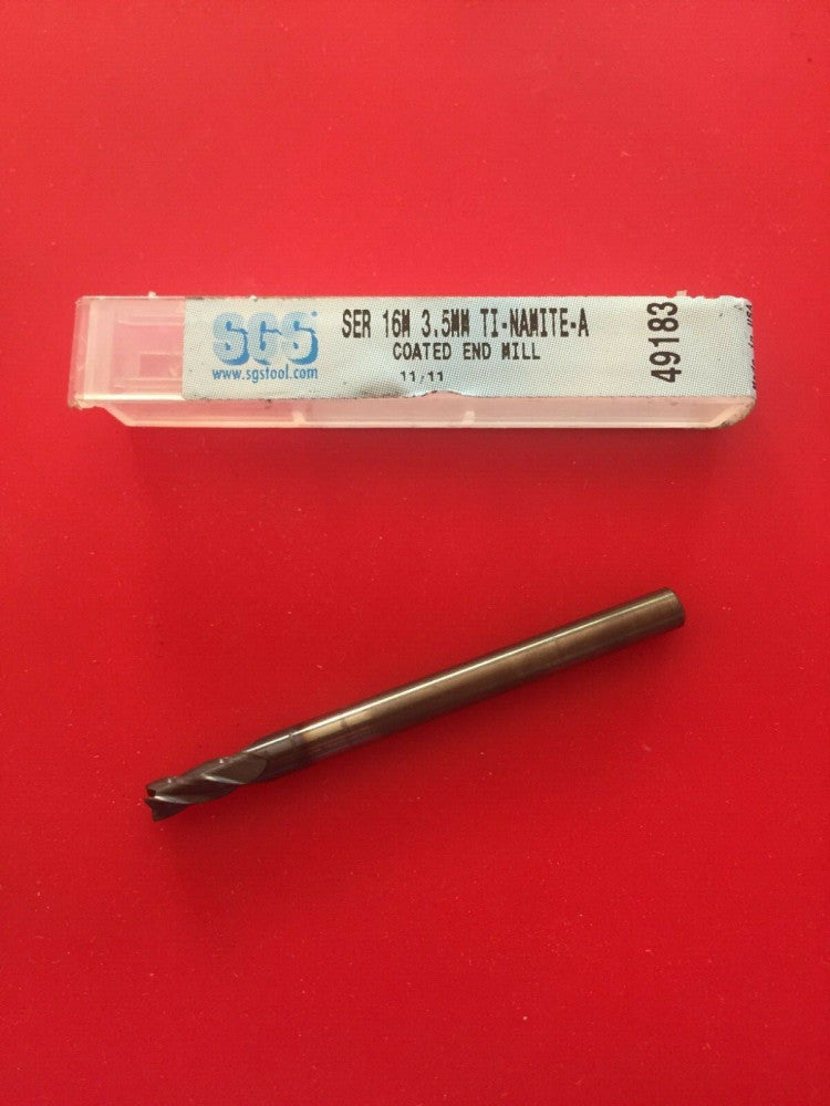 NEW SGS 49183 3.5mm Solid Carbide End Mill 4 Flute Square AlTiN Coated