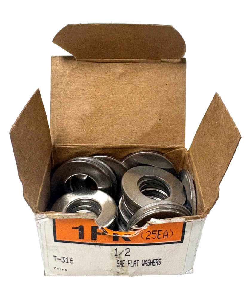 SAE, FLAT WASHER T-316, SCREW SIZE 1/2", 316 STAINLESS STEEL, PLAIN, LOT OF 25