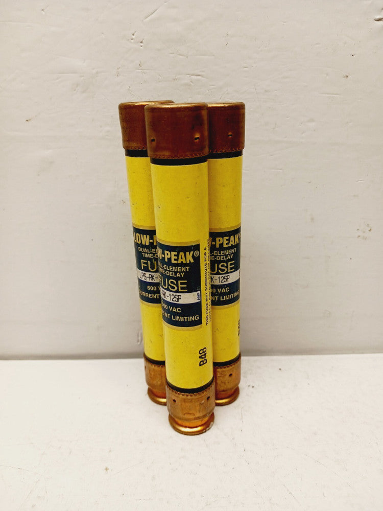 3) BUSSMAN LPS-RK-12SP 12 AMP DUAL-ELEMENT TIME-DELAY FUSE 600 VAC