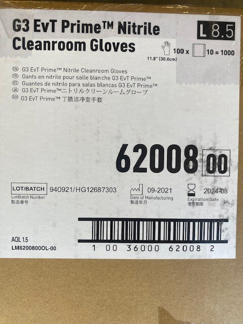 (CASE OF 1,000) Kimtech 62008 Cleanroom Gloves, Nitrile, White, Large EXP 8/2024