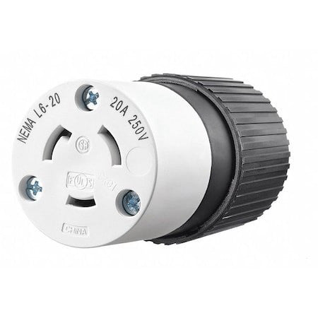 Bryant 70620Nc Locking Connector, L6-20R, 20 A, 250V Ac, Single Phase, 2 Pole,