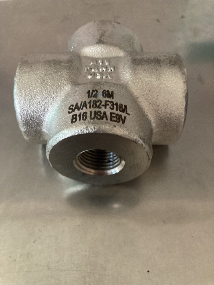 PENN USA A/SA182 F316/F316L B16 6M 1/2″ Cross Pipe Stainless Threaded