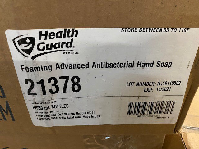 (8) Kutol 21378 Health Guard 950 mL Foaming Advanced Antibacterial Exp 11/2021