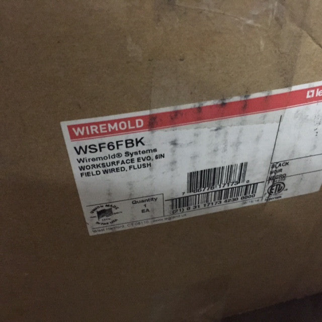 WIREMOLD WSF6FBK - WORKSURFACE EVOLUTION, FIELD WIRED FLUSH COVER 6 INCH BLACK 