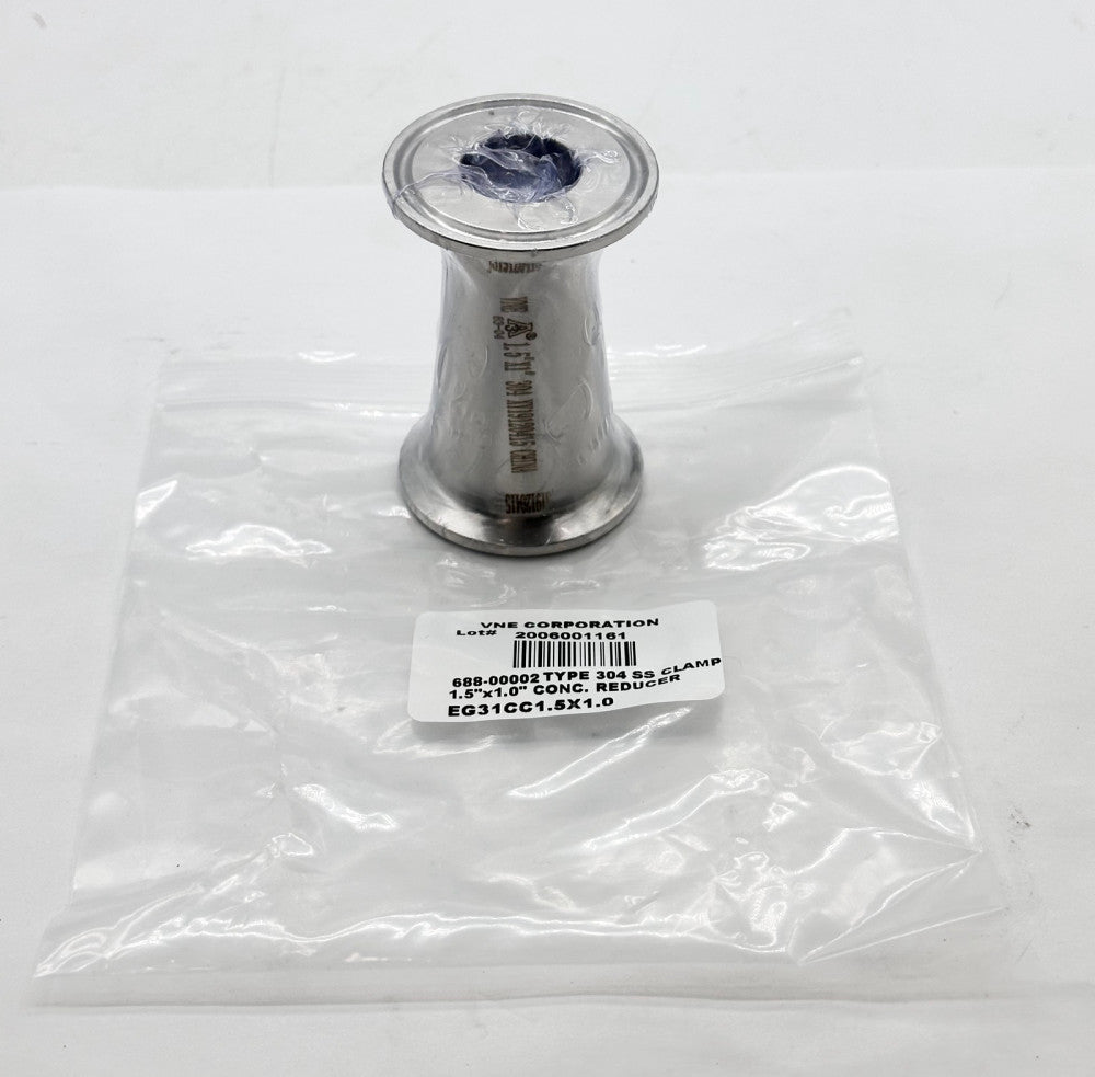 NEW VNE Corp. EG31CC1.5X1.0 Clamp T304 SS Concentric Reducer 1.5X1" 