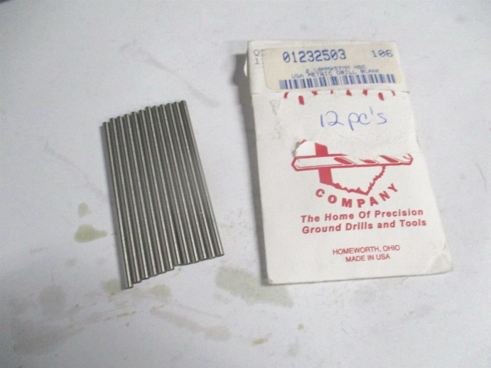 (554098) 2.50mm x 2-1/4" Long Bright High Speed Steel Drill Blank - Lot of 12
