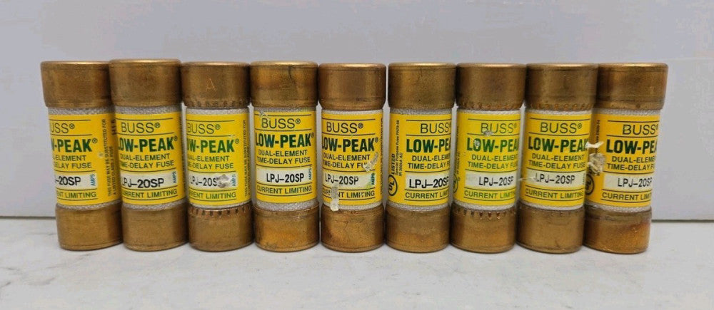 9 Pack Bussmann LPJ-20SP 20 Amp Fuses Class J 600 Volts Dual Element Time Delay 