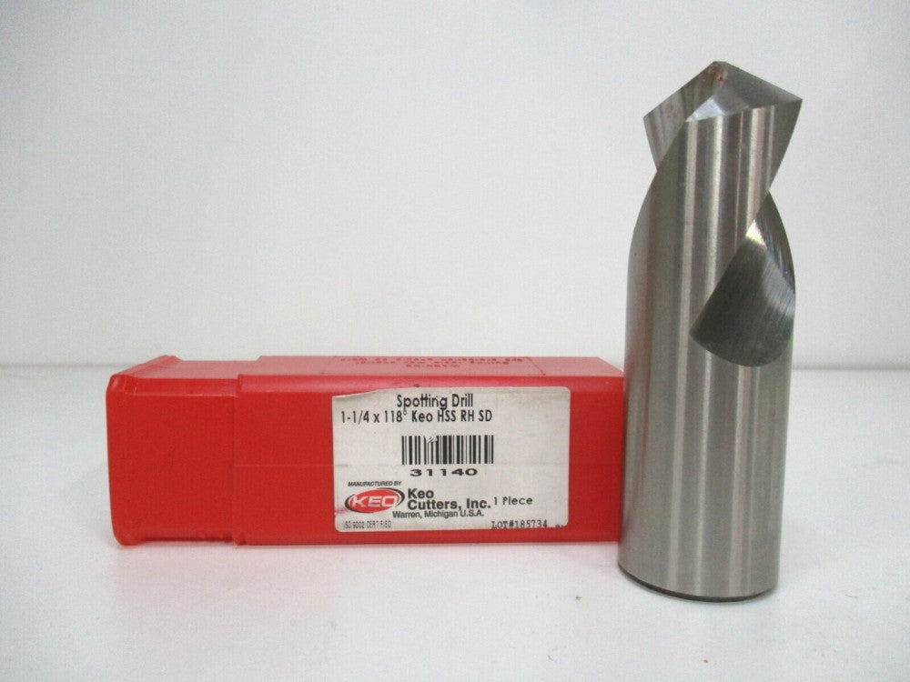 Keo (31140) 1-1/4" x 2" x 1-1/4" x 4" OAL 118° High Speed Steel Spotting Drill