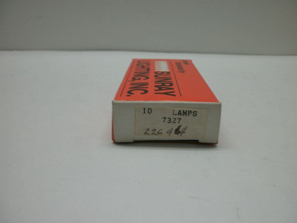 SUNRAY 7327 MINIATURE LAMP BULBS G3.17 BI-PIN 28V 0.04A1.12W C-2F (LOT OF 10)NIB