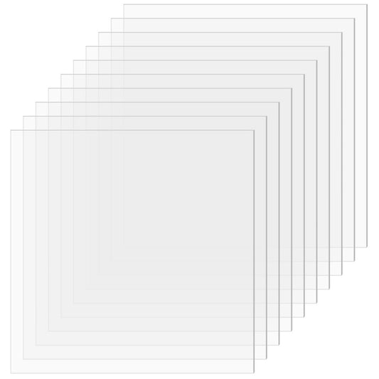 10 PCS Plexiglass Sheets, 12" x 12" x 0.02 Clear PET Sheet Panels, Clear Acrylic