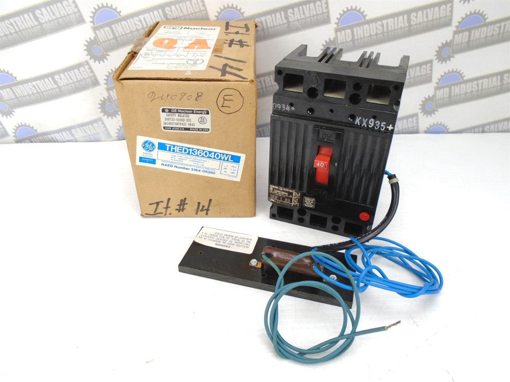 GE - THED136040WL - 40A - 3 Pole - 240-600 VAC - w/EXTERNAL RESISTOR 20k Ω 25W