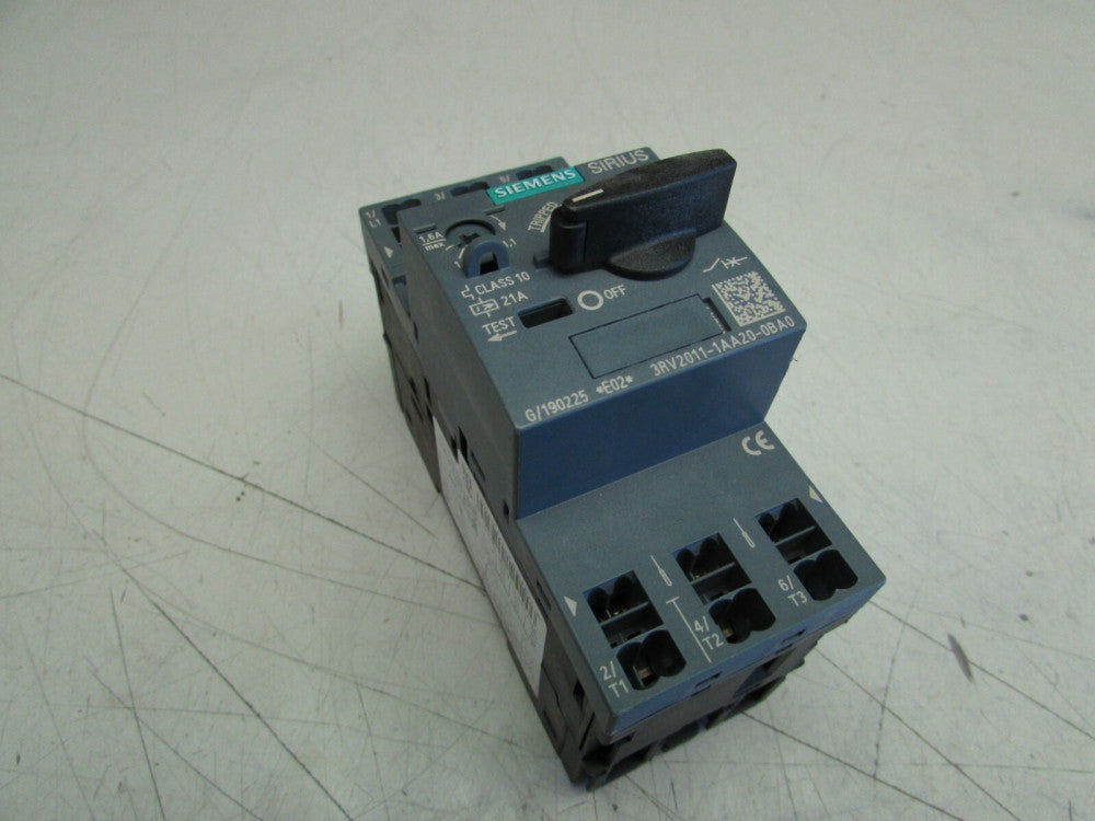 SIEMENS SIRIUS 3RV2011-1AA20-0BA0 MAN. MTR CIRCUIT BREAKER 1.1-1.6A  XLNT USED !