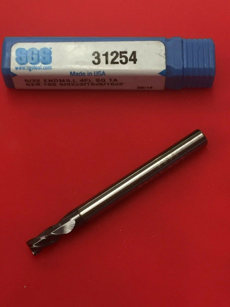 NEW SGS 31254 5/32" Solid Carbide End Mill 4 Flute Square AlTiN Coated