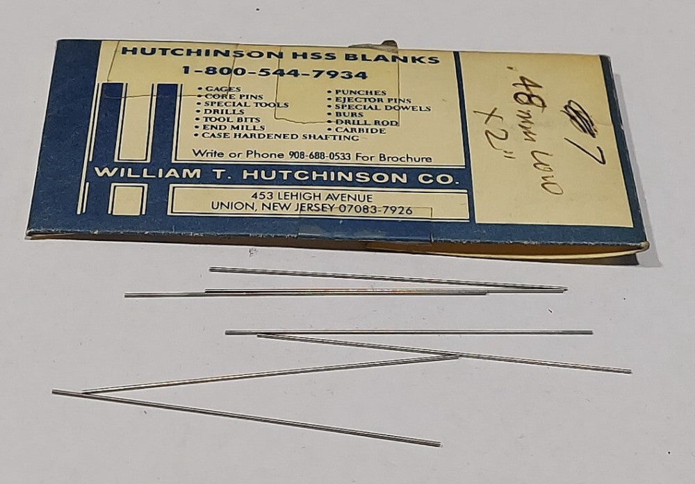 Lot Of 7 - USA Hutchinson .48mm x 2" Low Drill Blank Reamer Pin Gage