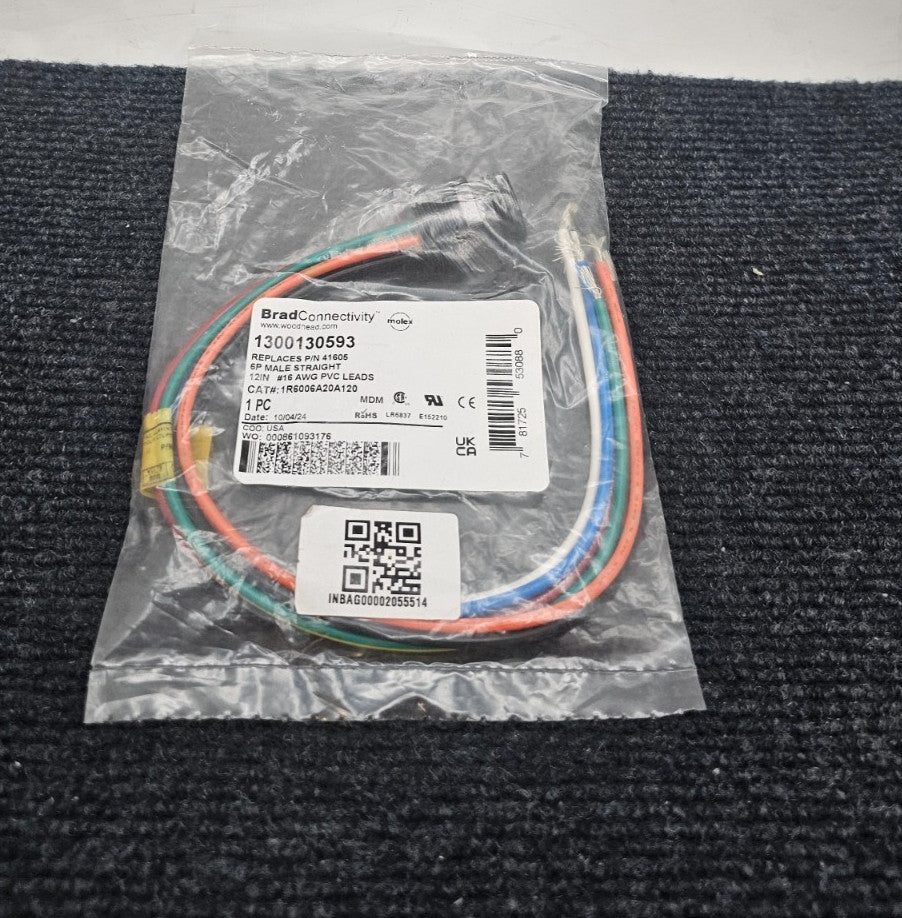 BradConnectivity 1300130593 6P Male Straight, 12",  1R6006A20A120 Cable Assembly