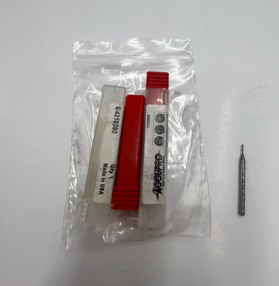 (QTY 2) Accupro 01216332 Square End Mill 1mm Dia 4mm LOC, 2FL Solid Carbide