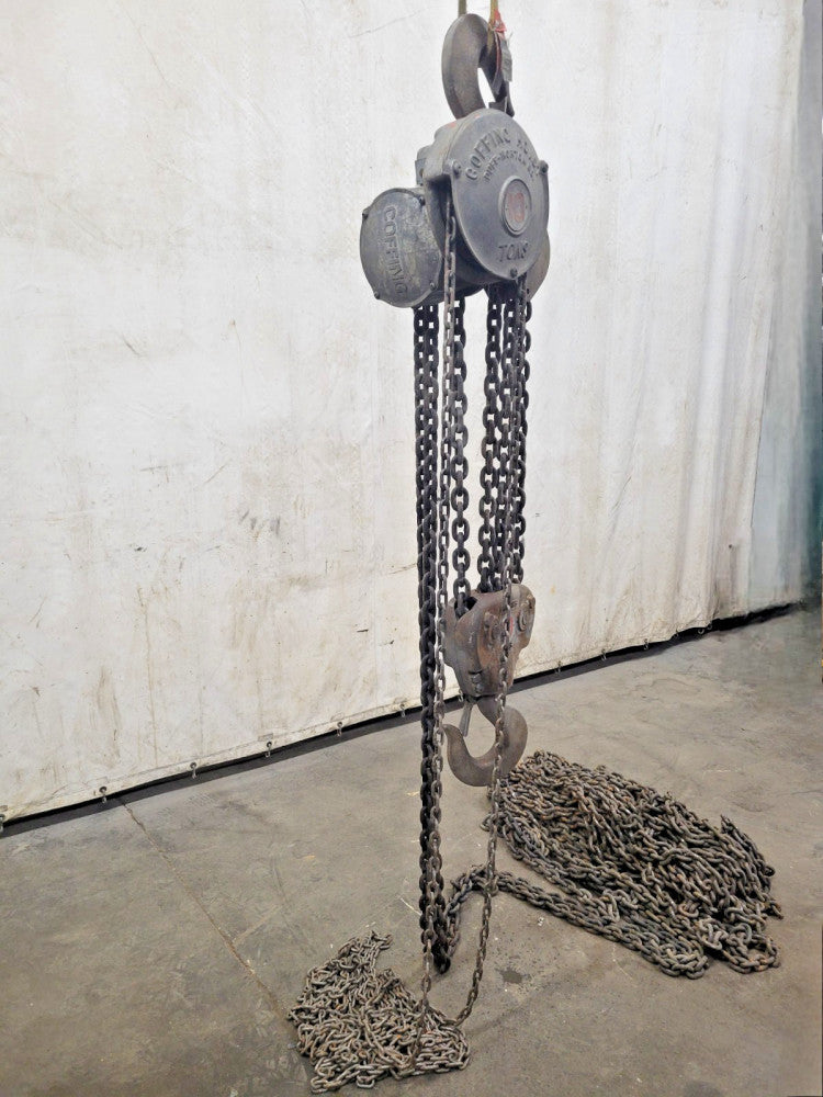 COFFING 10 TON MANUAL CHAIN HOIST CB-60 127.6' LOAD CHAIN 25' HAND CHAIN