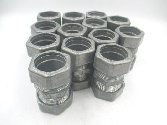 3/4" x 1-7/8" OAL Zinc Compression Coupling For Use With EMT Conduit - Lot of 12
