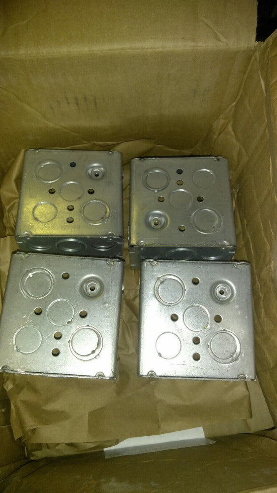 NEW Emerson 4SDEK 4" Metallic Square Deep Box,  2-1/8"D, 1/2" & 3/4" KO'S