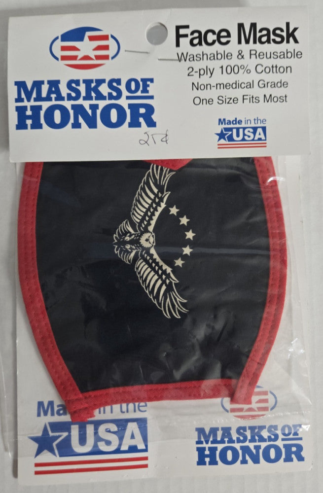 *NEW* Mask of Honor Washable Reusable Face Mask with American Eagle, Blue Red