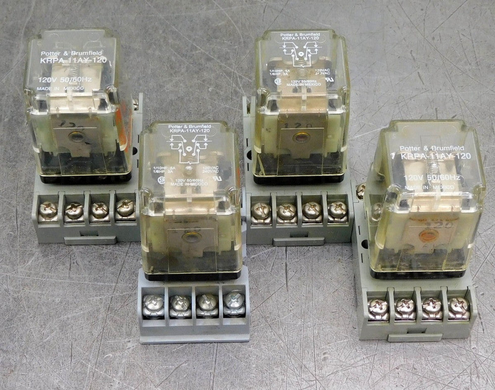 Potter & Brumfield KRPA-11AY-120 Panel Plug-In Power Relay Lot of Four (4)